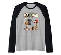 Postino di Corsa Postino Scheletro Umorismo Postale Lettere Maglia con Maniche Raglan