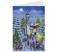 Postkarten-Adventskalender "Heilig Abend an der Kirche": Papier-Adventskalender
