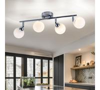 Posto Plafoniera Lampada Rotonda 4 Fiamma Argento Bianco Regolabile L 45,5 CM
