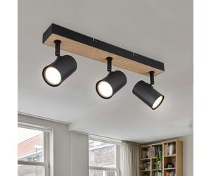 Posto Plafoniera Luce Sala da Pranzo 3-flammig Lampada di Legno Nero Braun L