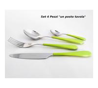 Posto tavola 4 Pezzi per 1 Persona SPRING in acciaio inox 18/10 spessore Acciaio 2 mm manico in ABS verde verde