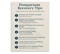 Postpartum Recovery Tips Poster 7 Essential Self Care Steps for New Moms After Birth Wellness Guide Wall Art(Framed,08x12inch(20x30cm))