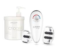 PostQuam Professional - Set corpo Criogel 1000 ml + Anti-Cell Secret Massaggiatore anticellulite - Gel effetto freddo + EMS, aspirazione e rulli - Pelle più soda, tonica e riposata