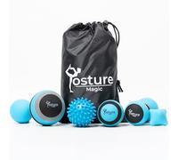 Posture Magic Set di 6 palline da massaggio per rilassamento miofasciale dei trigger point e massaggio profondo dei tessuti, in schiuma grande, schiuma piccola, lacrosse/arachidi/appuntiti/palla per