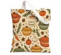 Pot Canvas Tote Bag per le donne, Autunno Rustico Lenticchie Carota Autunno Arancione Lavabile Riutilizzabile Piccole Borse Tote Idee per Shopp, Arancione, 13x15 Inch