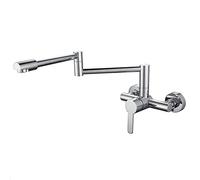 Pot Filler Faucet Brass Folding Stretchable Kitchen Faucet, Double Joint Swing Arm Sink Wall Mounted Hole Hot and Cold Mixer Tap,Black (Black)