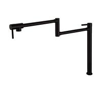 Pot Filler Faucet, Deck Mounted Folding Kitchen Sink Faucet with Double Joint Swing Arm, Two Handle Single Hole Kitchen Faucet, Brass Single Cold Kitchen Pot Filler Tap,Black (Colo