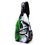 Pot Leaf Weedleaf Skull Smoking Uomo Donna Zaino Monospalla Leggera Borsa A Spalla Multitasche Sling Bag Per Lavoro Trekking Viaggio