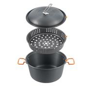 POT POCNIC POT 5L CAPERCHI CAMPING SET PER CAMPING, ESCITAZIONI, PACCHIO DELLA PACK, PICNIC, PASSO DELLA POTTO CAMPAGGI con vassoio fumante, ciotola di cottura per la stufa (Tipo di doppie maniglie)