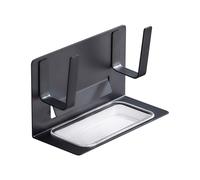 Pot Rack Punch Free Black Kitchen Shelf Cover Storage Drain Box Wall Hanging She