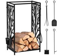 Potalegna per Camino in Acciaio Nero e Antiruggine per Interni ed Esterni