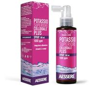 Potassio Colloidale Spray - Integratore di Potassio Plus ad Alta Biodisponibilità 1000 ppm Supporto per Crampi, Muscoli e Sistema Nervoso, Senza Zuccheri, Gusto Neutro - Made in Italy- Aessere 100ml