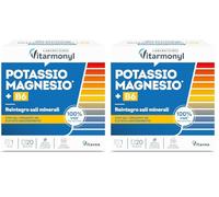 Potassio e Magnesio - Con Vitamina B6 - Contro Stanchezza e Affaticamento - Contro Crampi Muscolari, Recupero Post Allenamento - 20 Bustine Gusto Arancia e Limone - Vitarmonyl (Confezione da 2)