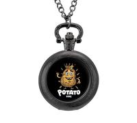 Potato King - Orologio da taschino vintage con ciondolo in lega, idea regalo per uomo e donna, Stile nero, misura unica
