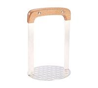 Potato Masher - 430 Stainless Steel 16cm, Kitchen Smasher, Durable Design | Easy Grip, Ergonomic Handle, Vegetable Masher, Wooden Handle Tool For Potatoes, Avocados, Beans