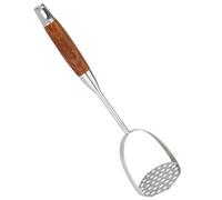 Potato Masher Stainless Steel Wooden Handle Heavy Duty Hanging Hole Potato Ricer Kitchen Restaurant Masher for Beans Vegetables Meat Pumpkin
