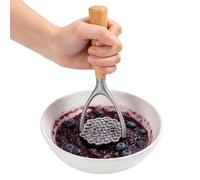 Potato Masher Tool, Food Smasher Ricer, Double Arc Pressing Head, Wooden Handle Kitchen Build, Vegetable Mashing Utensil Device, Avocado Banana Bean Use for Meal Preparation9.06x3.74 inches