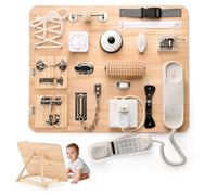 potatomato Busy Board Montessori 21-in-1 - Giocattolo educativo in Legno per Bambini, sensoriale e motorio con Puzzle - Regalo per Bambini e Bambine, Gioco da Viaggio e all’Aperto autismo