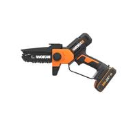WORX WG326E.9 - Mini motosega a batteria 20 V, lunghezza di taglio 12 cm, cambio catena senza attrezzi, velocità della catena 7,6 m (senza batteria e caricatore)