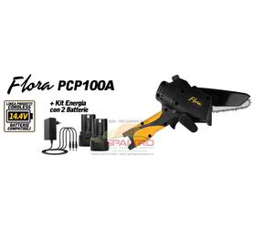 POTATORE FLORA PC100A - 2 Batterie al Litio 14,4V 2,6aH - Lama 10cm - Olio Autom