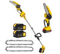 Potatore su palo, motosega elettrica a misura di siepe telescopico 550 W, motore senza spazzole, asta retrattile da 2,7 a 3,6 m, 2 x 1,5 Ah Batterie, taglio ad alta precisione per potatura giardiniere