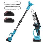 Potatore telescopico a batteria 2-in-1 e mini motosega da 8 pollici con 2 batterie da 6000mAh e caricabatterie, motore brushless, asta telescopica da 2,8 m, per alberi e rami alti (2x6000mAh batteria)