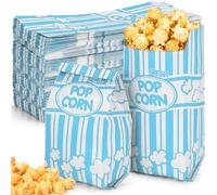 Potchen 300 sacchetti di carta usa e getta resistenti al grasso, a righe, per popcorn per film, serate, carnevale, feste, teatro (azzurro, 28,3 g)
