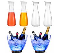 Potchen 6 secchielli per il ghiaccio in acrilico a LED per feste, vasca ovale per bevande da 4 l, con luci, caraffe d'acqua in plastica con coperchio, brocca in plastica per champagne, birra, vino