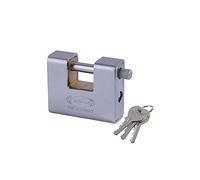 LUCCHETTO CORAZZATO ANTISCASSO SERRANDE OTTONE MASSICCIO 90mm 3 CHIAVI