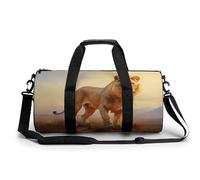 Potente borsa da palestra da viaggio con leonessa femminile per donne e uomini borsa da viaggio cilindrica borsa da allenamento sportiva con tracolla