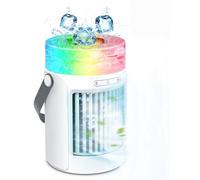 Potente condizionatore d'aria portatile a vento freddo, 7 colori, raffreddatore d'aria evaporativo con 3 velocità del vento e 600 ml, per ufficio, camera da letto, auto, casa e viaggi