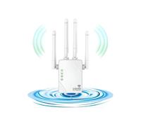 Potente extender WiFi da 1200 Mbps, amplificatore dual band 5 GHz e 2,4 GHz, 2 porte LAN, 4 antenne per una copertura domestica co