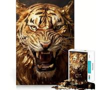 Potente puzzle da 1000 pezzi per ragazzi con tigre dorata, stimola la memoria, rilassa e migliora la concentrazione Bordo preciso 50x75cm