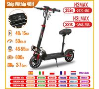 Potente scooter elettrico da 800 W 48 V 15 Ah Velocità massima 50 km/h Portata 50 km Pneumatici da 10 pollici Doppio scooter pieghevole con assorbimento degli urti per adulti N3MAX 48V 13AH 800W
