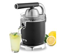 Potente spremiagrumi elettrico, spremiagrumi, arancia, limone, lime e pompelmo, leva ergonomica, 2 coni, parti lavabili in lavastoviglie (nero, extra large)