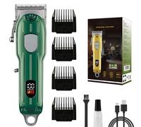 Potente taglio di capelli ricaricabile di lunga durata, taglio di capelli a cordone professionale per uomini, kit di toelettatura da ta-glio dei cap-elli elettrici con 4 pettini guida (Green)