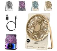 Potente ventilatore sottile Breeze, ultra sottile, ricaricabile tramite USB, mini ventilatore portatile pieghevole a 180°, con 6 velocità del vento, lunga durata della batteria, per casa, ufficio