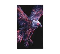 Potenti bandiere metallizzate con aquila al neon, 0,9 x 1,5 m, striscione di auguri con occhielli per interni ed esterni, decorazioni per la casa per feste