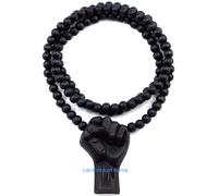 Potenza Pugno Nuovo Libertà Giustizia Ciondolo Con Legno Naturale Bead O Metallo