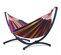 Potenza Set Amaca da Giardino con Supporto in Acciaio, Amaca Doppia per 2 Persone, Telaio Robusto Portata 220 kg, Ideale per Esterno e Terrazzo, Made in EU, 220x160 cm (Multicolore)