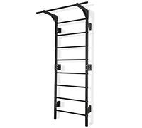 Potenza Spalliera Svedese in Acciaio con Barra per Trazioni - Scala da Ginnastica 230x81 cm per Casa e Palestra, Portata 250 kg, Home Gym Multifunzione (Nero - con Barra)