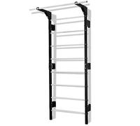 Potenza Spalliera Svedese in Acciaio con Barra per Trazioni - Scala da Ginnastica 230x81 cm per Casa e Palestra, Portata 250 kg, Home Gym Multifunzione (Nero-Bianco - con Barra)