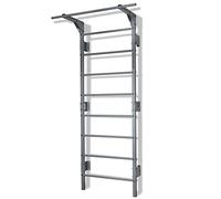 Potenza Spalliera Svedese in Acciaio con Barra per Trazioni - Scala da Ginnastica 230x81 cm per Casa e Palestra, Portata 250 kg, Home Gym Multifunzione (Grigio - con Barra)