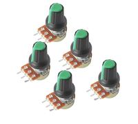 Potenziometro conico rotativo lineare WH148 da 5 pezzi con manopole AG2 verdi Resistori variabili da 1K a 1M Ohm a 3 pin Dadi e rondelle for albero da 15 mm(1K Ohm)