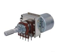 Potenziometro motore 16 tipo Dual Gang 8-Pin B50K/B100K per amplificatore audio volume telecomando, metallo argento con albero fiore di prugna da 25 mm (B100K = B104)