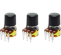 Potenziometro rotativo Potenziometro rotativo WH148 Interruttore Piedini curvi Albero zigrinato Confezione da 3 B10K B50K B100K B500K(100K Ohm)
