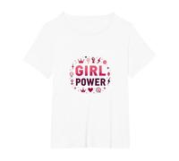 Potere della Ragazza: potenziare la Forza e l'unità Femminile Maglietta, Donna Plus-Size, Bianco, 1X