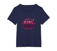Potere della Ragazza: potenziare la Forza e l'unità Femminile Maglietta, Donna Plus-Size, Navy, 4X