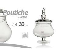 Potiche Scatola in Vetro con Piede e Coperchio 14 x 30 cm