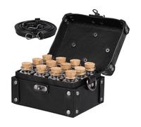Potion Bottle Box - 12 Piece Mini Set With PU Leather Carrying Case And Adjustable Strap, Decorative Fantasy Storage Kit | Creative Costume Prop For Adults Teens Stage Shows Photography Partie